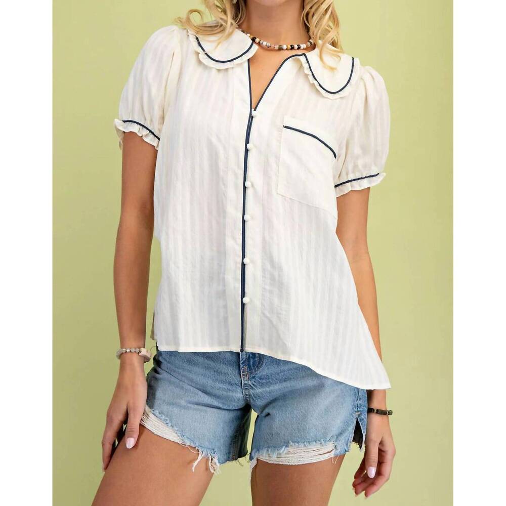 NEW GIGIO wendy blouse in white/ blue
